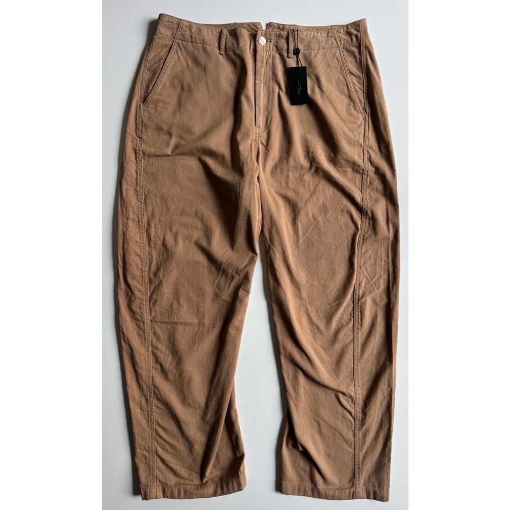 RAG & BONE Jones Wide-Leg Pant Womens 12 Khaki Beige Chino Cotton Twill $350
